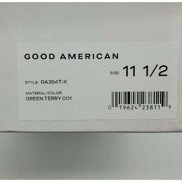 New Good American Size 11 1/2 NIB Terry Slip On High Heel Sandals Green - Picture 9 of 10